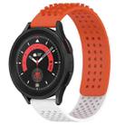 For Samsung Galaxy Watch 5 Pro  45mm 20mm Holes Breathable 3D Dots Silicone Watch Band(Orange+White) - 1