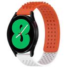 For Samsung Galaxy Watch 4 44mm 20mm Holes Breathable 3D Dots Silicone Watch Band(Orange+White) - 1