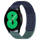 For Samsung Galaxy Watch 4 44mm 20mm Holes Breathable 3D Dots Silicone Watch Band(Midnight Blue+Olive Green) - 1