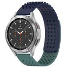 For Samsung  Galaxy Watch 4 Classic 46mm 20mm Holes Breathable 3D Dots Silicone Watch Band(Midnight Blue+Olive Green) - 1