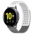 For Samsung Galaxy Watch Active 2 40mm 20mm Holes Breathable 3D Dots Silicone Watch Band(White+Grey) - 1