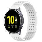 For Samsung Galaxy Watch Active 2 40mm 20mm Holes Breathable 3D Dots Silicone Watch Band(White) - 1