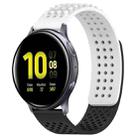 For Samsung Galaxy Watch Active 2 44mm 20mm Holes Breathable 3D Dots Silicone Watch Band(White+Black) - 1