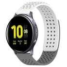 For Samsung Galaxy Watch Active 2 44mm 20mm Holes Breathable 3D Dots Silicone Watch Band(White+Grey) - 1