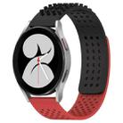 For Samsung Galaxy Watch 4 40mm 20mm Holes Breathable 3D Dots Silicone Watch Band(Black+Red) - 1