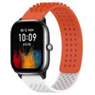 For Amazfit GTS 4 Mini 20mm Holes Breathable 3D Dots Silicone Watch Band(Orange+White) - 1