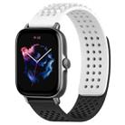 For Amazfit GTS 3 20mm Holes Breathable 3D Dots Silicone Watch Band(White+Black) - 1