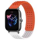 For Amazfit GTS 3 20mm Holes Breathable 3D Dots Silicone Watch Band(Orange+White) - 1