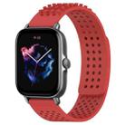 For Amazfit GTS 3 20mm Holes Breathable 3D Dots Silicone Watch Band(Red) - 1