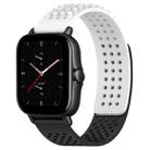 For Amazfit GTS 2E 20mm Holes Breathable 3D Dots Silicone Watch Band(White+Black) - 1