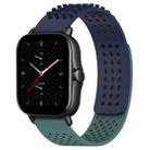 For Amazfit GTS 2E 20mm Holes Breathable 3D Dots Silicone Watch Band(Midnight Blue+ Olive Green) - 1