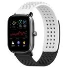 For Amazfit GTS 2 Mini 20mm Holes Breathable 3D Dots Silicone Watch Band(White+Black) - 1