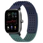 For Amazfit GTS 2 Mini 20mm Holes Breathable 3D Dots Silicone Watch Band(Midnight Blue+ Olive Green) - 1