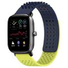 For Amazfit GTS 2 Mini 20mm Holes Breathable 3D Dots Silicone Watch Band(Midnight Blue+ Lime Green) - 1