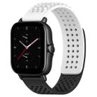 For Amazfit GTS 2 20mm Holes Breathable 3D Dots Silicone Watch Band(White+Black) - 1