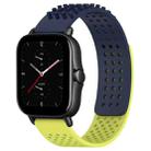 For Amazfit GTS 2 20mm Holes Breathable 3D Dots Silicone Watch Band(Midnight Blue+ Lime Green) - 1