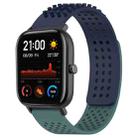 For Amazfit GTS 20mm Holes Breathable 3D Dots Silicone Watch Band(Midnight Blue+ Olive Green) - 1