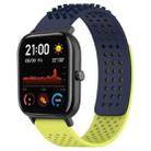 For Amazfit GTS 20mm Holes Breathable 3D Dots Silicone Watch Band(Midnight Blue+ Lime Green) - 1