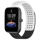 For Amazfit Bip3 20mm Holes Breathable 3D Dots Silicone Watch Band(White+Black) - 1