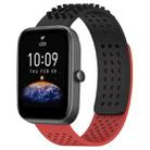 For Amazfit Bip3 20mm Holes Breathable 3D Dots Silicone Watch Band(Black+Red) - 1