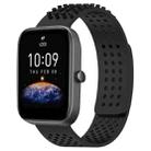 For Amazfit Bip3 20mm Holes Breathable 3D Dots Silicone Watch Band(Black) - 1