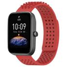 For Amazfit Bip3 20mm Holes Breathable 3D Dots Silicone Watch Band(Red) - 1