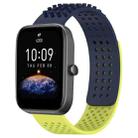 For Amazfit Bip3 20mm Holes Breathable 3D Dots Silicone Watch Band(Midnight Blue+ Lime Green) - 1