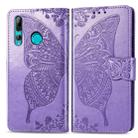 Butterfly Love Flowers Embossing Horizontal Flip Leather Case for Huawei Y9 Prime (2019), with Holder & Card Slots & Wallet & Lanyard(Light purple) - 1