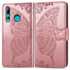 Butterfly Love Flowers Embossing Horizontal Flip Leather Case for Huawei Y9 Prime (2019), with Holder & Card Slots & Wallet & Lanyard(Rose gold) - 1