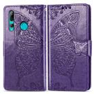 Butterfly Love Flowers Embossing Horizontal Flip Leather Case for Huawei Y9 Prime (2019), with Holder & Card Slots & Wallet & Lanyard(Dark purple) - 1