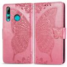 Butterfly Love Flowers Embossing Horizontal Flip Leather Case for Huawei Y9 Prime (2019), with Holder & Card Slots & Wallet & Lanyard(Pink) - 1