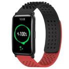For Honor Watch ES 20mm Holes Breathable 3D Dots Silicone Watch Band(Black+Red) - 1