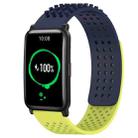 For Honor Watch ES 20mm Holes Breathable 3D Dots Silicone Watch Band(Midnight Blue+Lime Green) - 1