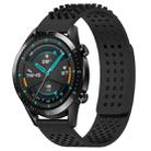 For Huawei Watch GT2 42mm 20mm Holes Breathable 3D Dots Silicone Watch Band(Black) - 1