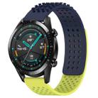 For Huawei Watch GT2 42mm 20mm Holes Breathable 3D Dots Silicone Watch Band(Midnight Blue+Lime Green) - 1