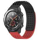 For Huawei Watch 2 20mm Holes Breathable 3D Dots Silicone Watch Band(Black+Red) - 1