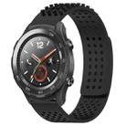 For Huawei Watch 2 20mm Holes Breathable 3D Dots Silicone Watch Band(Black) - 1