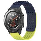 For Huawei Watch 2 20mm Holes Breathable 3D Dots Silicone Watch Band(Midnight Blue+Lime Green) - 1