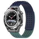 For Huawei Watch Ultimate 22mm Holes Breathable 3D Dots Silicone Watch Band(Midnight Blue+Olive Green) - 1