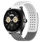 For Huawei Watch Buds 22mm Holes Breathable 3D Dots Silicone Watch Band(White+Grey) - 1