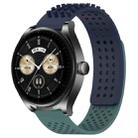 For Huawei Watch Buds 22mm Holes Breathable 3D Dots Silicone Watch Band(Midnight Blue+Olive Green) - 1