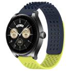 For Huawei Watch Buds 22mm Holes Breathable 3D Dots Silicone Watch Band(Midnight Blue+Lime Green) - 1