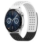 For Huawei Watch GT3 46mm 22mm Holes Breathable 3D Dots Silicone Watch Band(White+Black) - 1