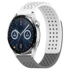 For Huawei Watch GT3 46mm 22mm Holes Breathable 3D Dots Silicone Watch Band(White+Grey) - 1