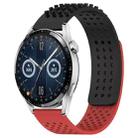 For Huawei Watch GT3 46mm 22mm Holes Breathable 3D Dots Silicone Watch Band(Black+Red) - 1