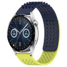 For Huawei Watch GT3 46mm 22mm Holes Breathable 3D Dots Silicone Watch Band(Midnight Blue+Lime Green) - 1