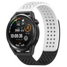 For Huawei Watch GT Runner 22mm Holes Breathable 3D Dots Silicone Watch Band(White+Black) - 1