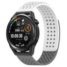 For Huawei Watch GT Runner 22mm Holes Breathable 3D Dots Silicone Watch Band(White+Grey) - 1