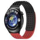 For Huawei Watch 4 22mm Holes Breathable 3D Dots Silicone Watch Band(Black+Red) - 1