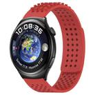 For Huawei Watch 4 22mm Holes Breathable 3D Dots Silicone Watch Band(Red) - 1